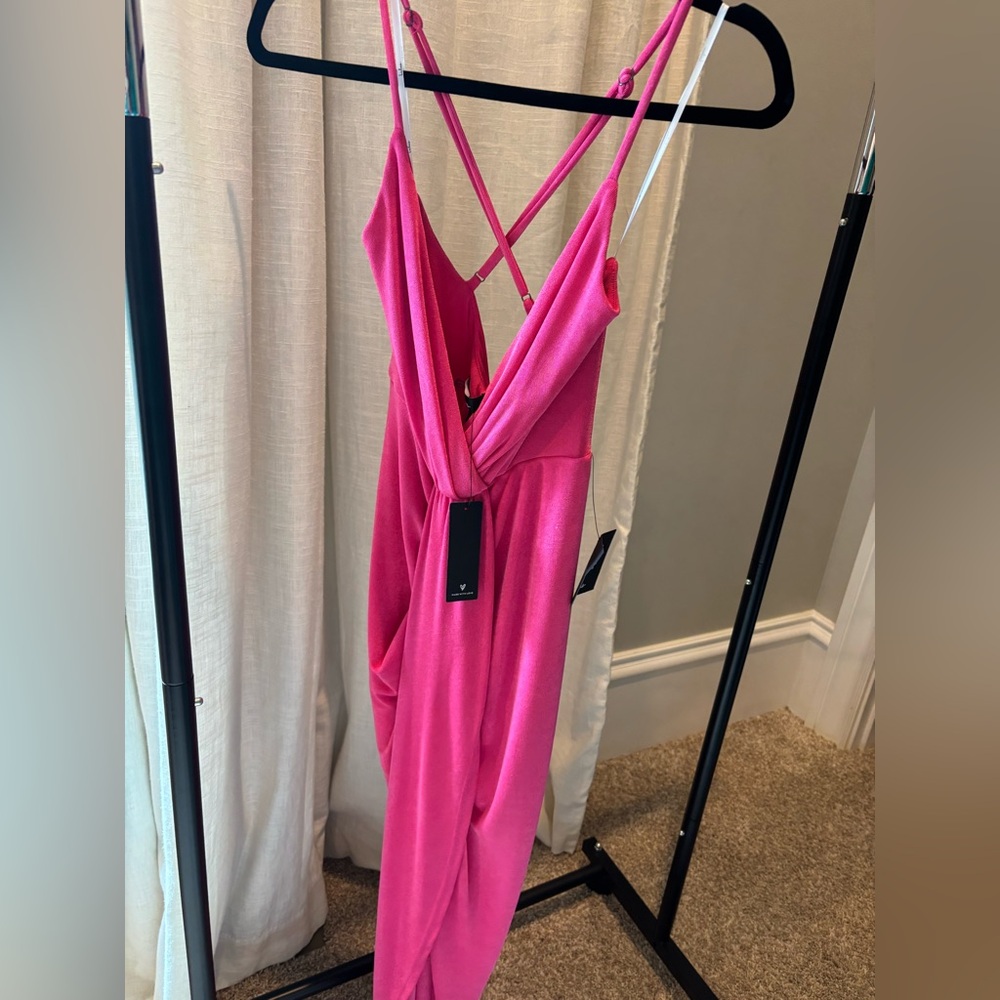 Lulu's Vibrant Pink Backless Dress